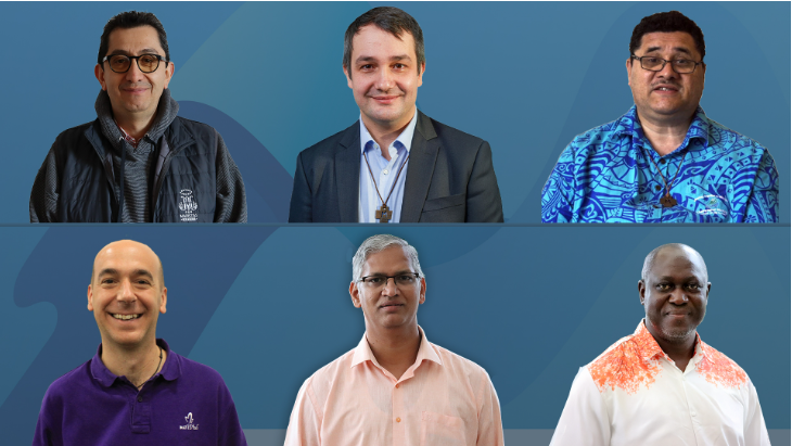 Nuevo Gobierno General de los Hermanos Maristas. De izquierda a derecha: H. Carlos Alberto Rojas, H. Carvajal Deivis Alexandre, H. Fischer John Hazelman, H. Juan Carlos Fuertes Marí, H.Rajakumar Soosai Manickam y H. Mark Okolo Omede